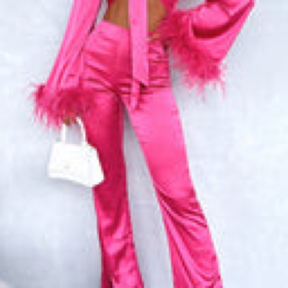 White Fox Don’t Get It Twisted Pants in Hot Pink Satin